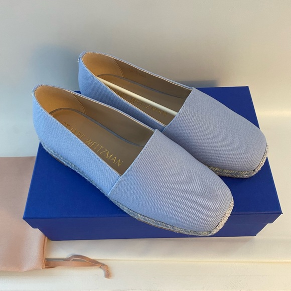 Stuart Weitzman NWB | Dree Canvas Espadrilles Sz 38 Light Blue - Picture 3 of 16